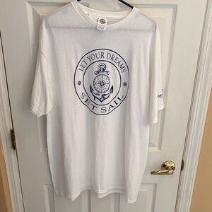 Delta apparel NCL White Short-Sleeve T-Shirt XL Navy Nautical Anchor Norwegian